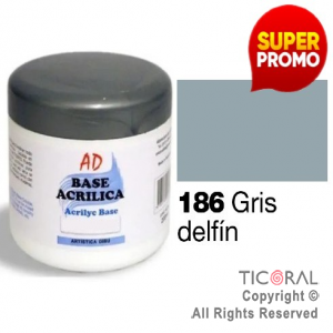 BASE ACRILICA AD 186 GRIS DELFIN 200ML X 3 UNIDADES